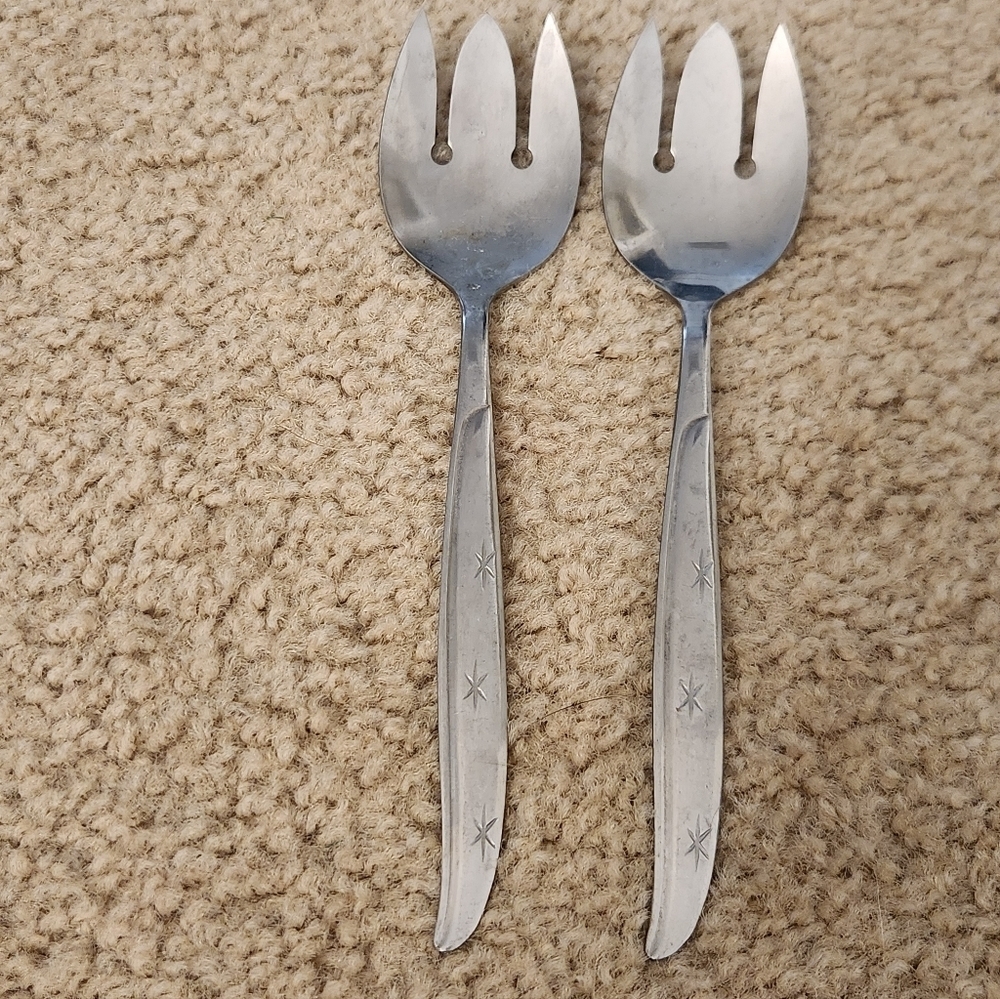 Set Of 2 Serving Forks Stainless Steel Japan #Y‎
